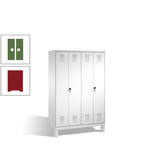 Doppel-Spind, Doppeltüren, Garderobenschrank mit Füßen, 4 Abteile a 300 mm, Korpus anthrazitgrau, Tür anthrazitgrau, 1.850 x 1.200 x 500 mm (HxBxT)