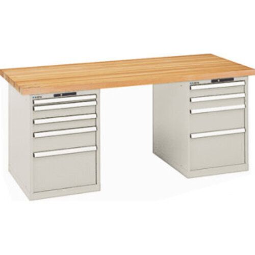 Werkbank, Buchenplatte - Code Lock - Tragkraft 1.000 kg - 850 x 2.000 x 800 mm (HxBxT) - 9 Schubladen - Capriblau