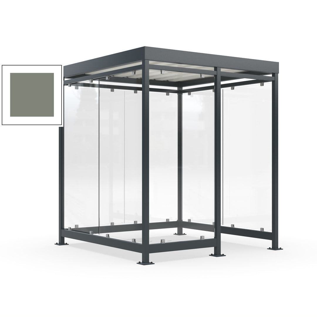 Raucherunterstand, Bushaltestelle, 7 Wände, 6-7 Personen, 2.510 x 2.165 x 2.165 mm (HxBxT), Farbe Achatgrau