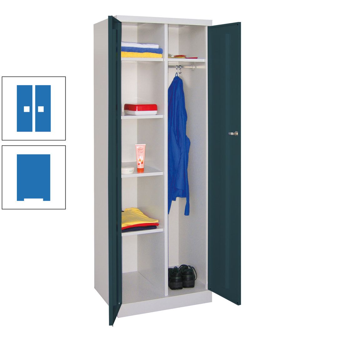 Kleiderschrank mit Sockel - Spind - 1 Abteil mit Trennwand - 1.800x600x500 mm (HxBxT) - Zylinderschloss - anthrazitgrau