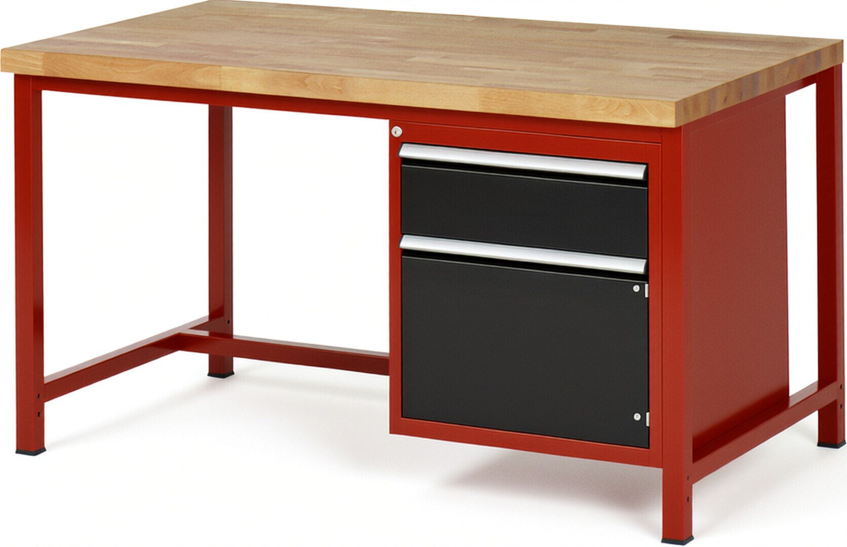 Werkbank, 1 Schrank - 1 Schublade - Teilauszug - 180:1 - Höhe 840-1.040 mm - 1.500 x 900 mm - 1.250 kg - Buche - Anthrazitgrau