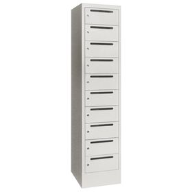 Postverteilerschrank, Schließfachschrank, 1 Abteil a 400 mm, 10 Fächer, 1.850 x 400 x 500 mm (HxBxT), Korpus wählbar, Front wählbar