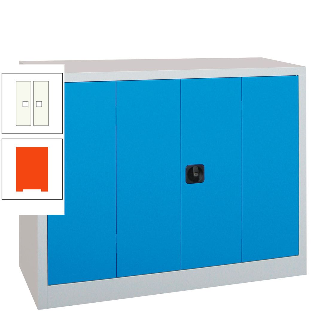 Falttürenschrank - 1.000x1.200x400 mm (HxBxT) - 2 Einlegeböden, gepulvert - Zylinderschloss - anthrazitgrau