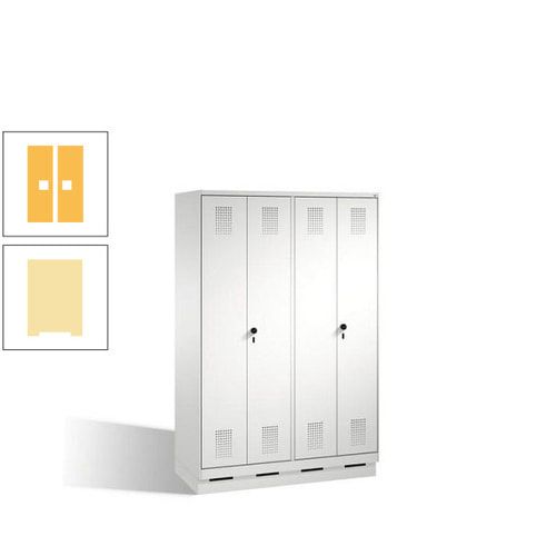 Doppel-Spind, Doppeltüren, Garderobenschrank mit Sockel, 4 Abteile a 300 mm, Korpus anthrazitgrau, Tür anthrazitgrau, 1.800 x 1.200 x 500 mm (HxBxT)