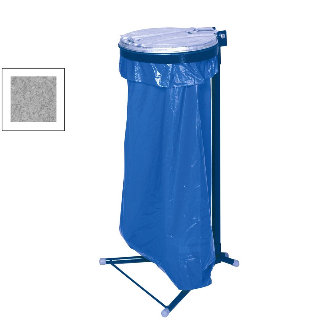 Müllsackhalter zur Wandmontage - für einen 120 l Sack - 400 x 510 mm (BxT) - enzianblau - Deckel Feuerverzinkt