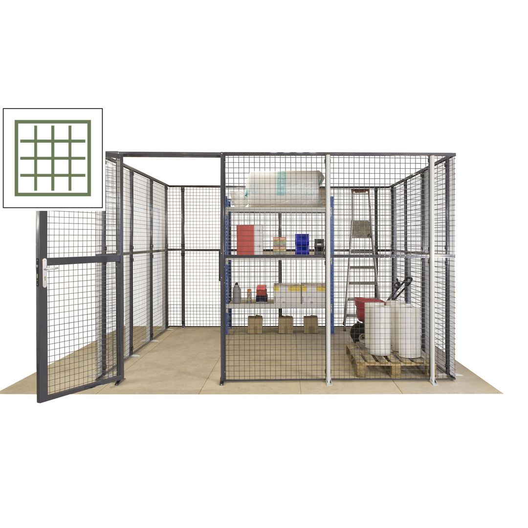 Maschinen Schutzgitter - Hallentrennwand - Sicherheitszaun - Tür - 72 m - 2.200 x 21.400 x 15.400 mm (HxBxT) - enzianblau