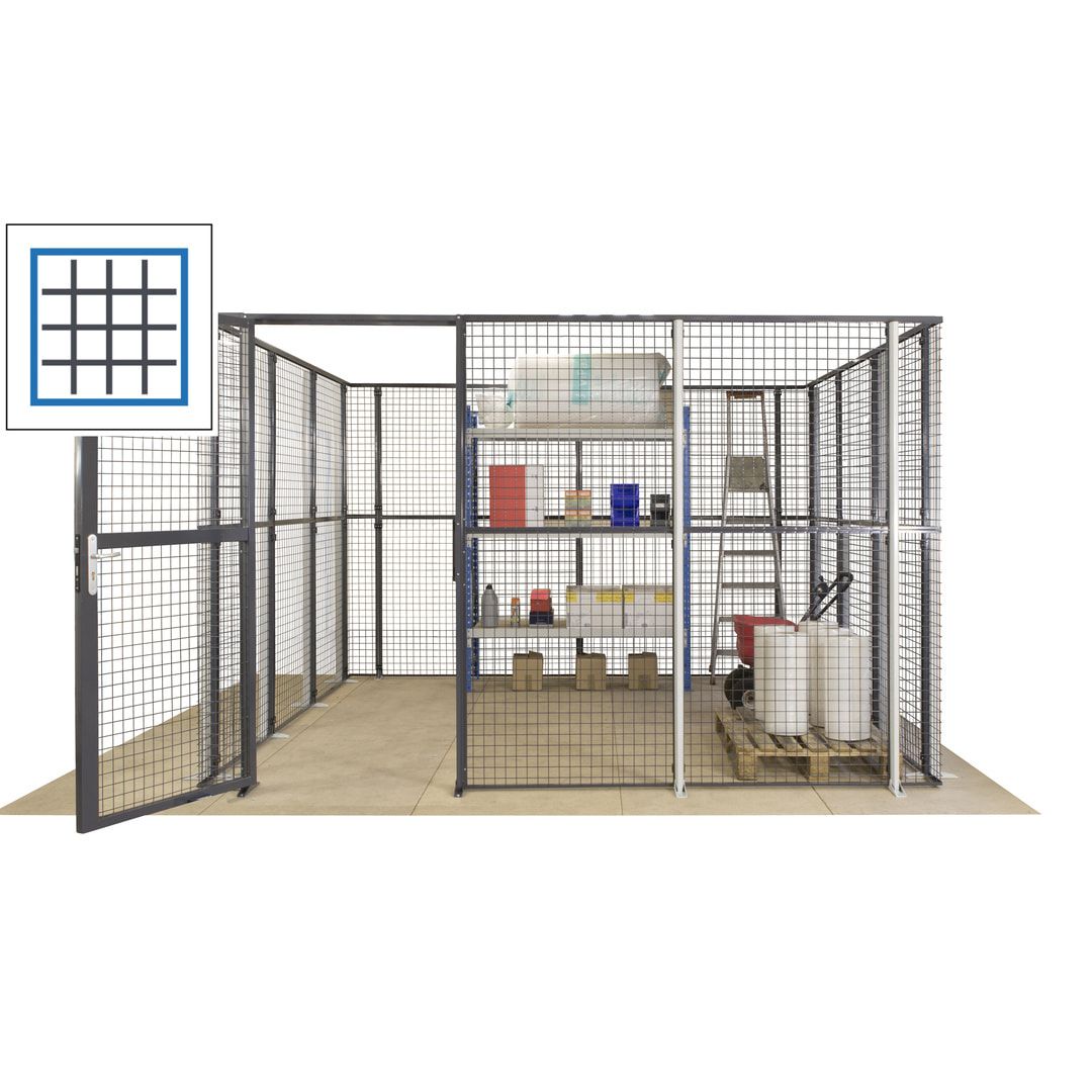 Maschinen Schutzgitter - Hallentrennwand - Sicherheitszaun - Tür - 72 m - 2.200 x 21.400 x 15.400 mm (HxBxT) - enzianblau