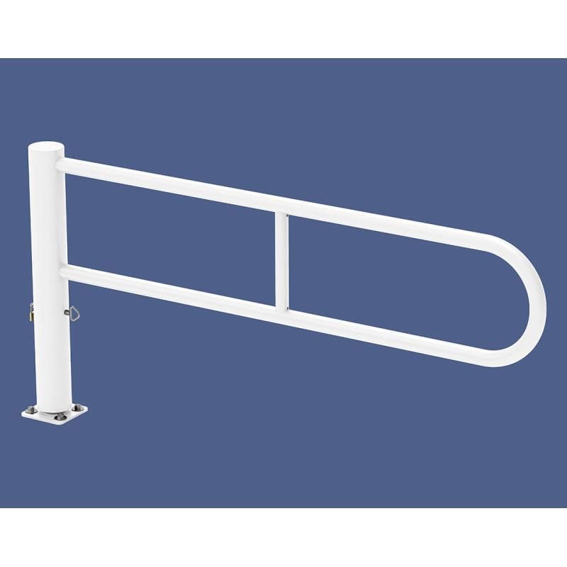 Drehschranke, Schlagbaum, Drehachse, arretierbar, Stahlrohr, 2.300 mm breit, Verkehrsschildanbringung möglich, Farbe enzianblau