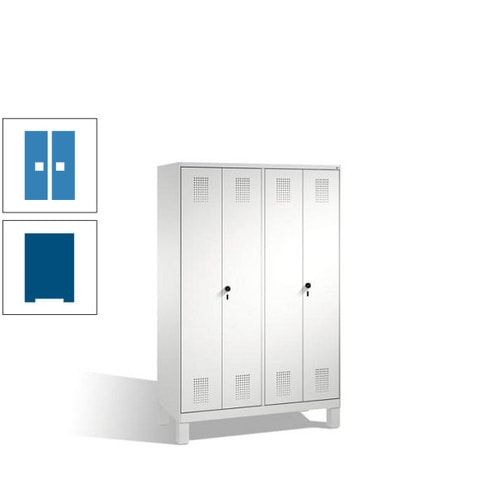 Doppel-Spind, Doppeltüren, Garderobenschrank mit Füßen, 4 Abteile a 300 mm, Korpus anthrazitgrau, Tür anthrazitgrau, 1.850 x 1.200 x 500 mm (HxBxT)