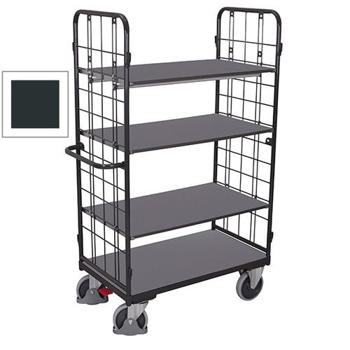 Etagenwagen - 2 Gitterwände - 4 Etagen - Ladefläche 500 x 850 mm (BxT) - Traglast 400 kg - anthrazitgrau