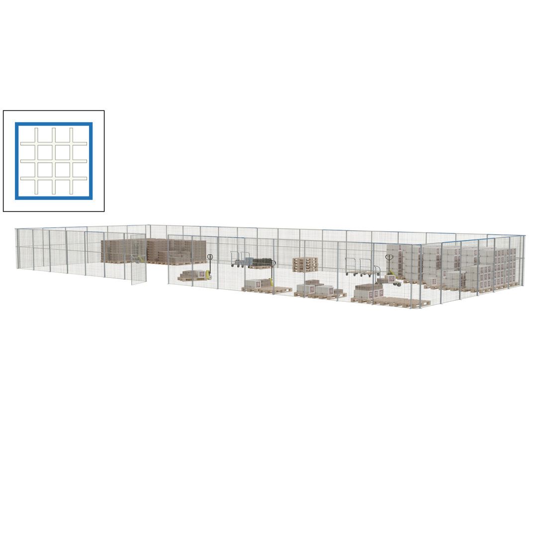 Maschinen Schutzgitter - Hallentrennwand - Sicherheitszaun - Tür - 66 m - 2.200 x 24.400 x 9.400 mm (HxBxT) - enzianblau