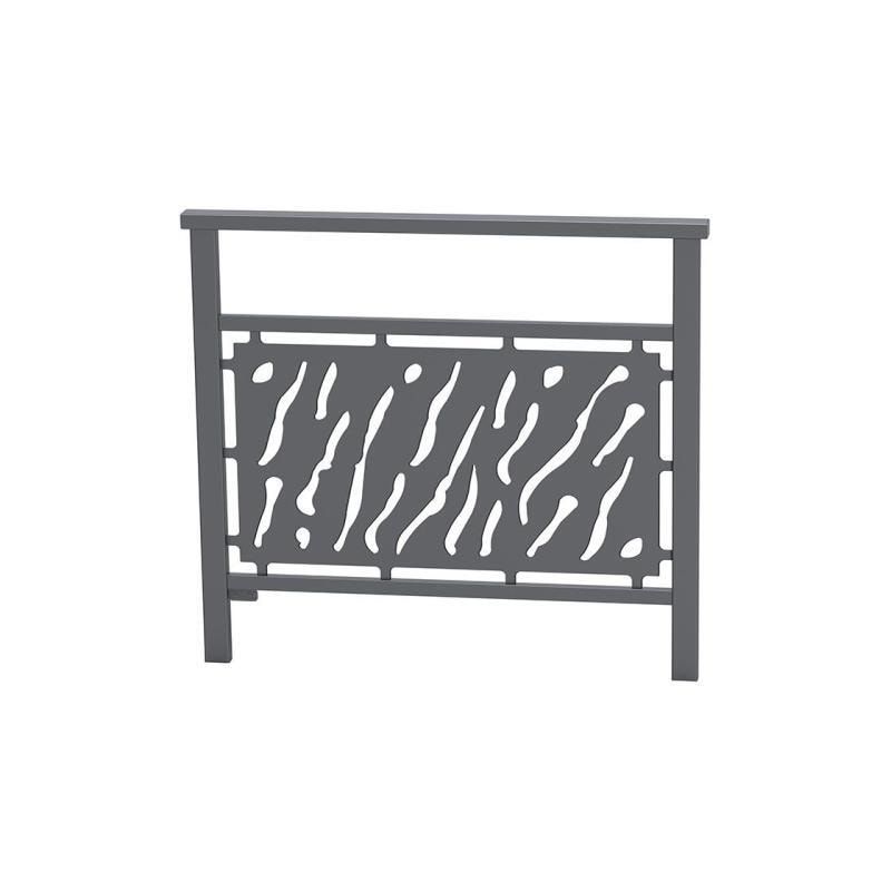 Geländer gestanztes Blech, 900 x 1.000 mm, Farbe enzianblau, eckiger Handlauf, Außengeländer, Systemgeländer