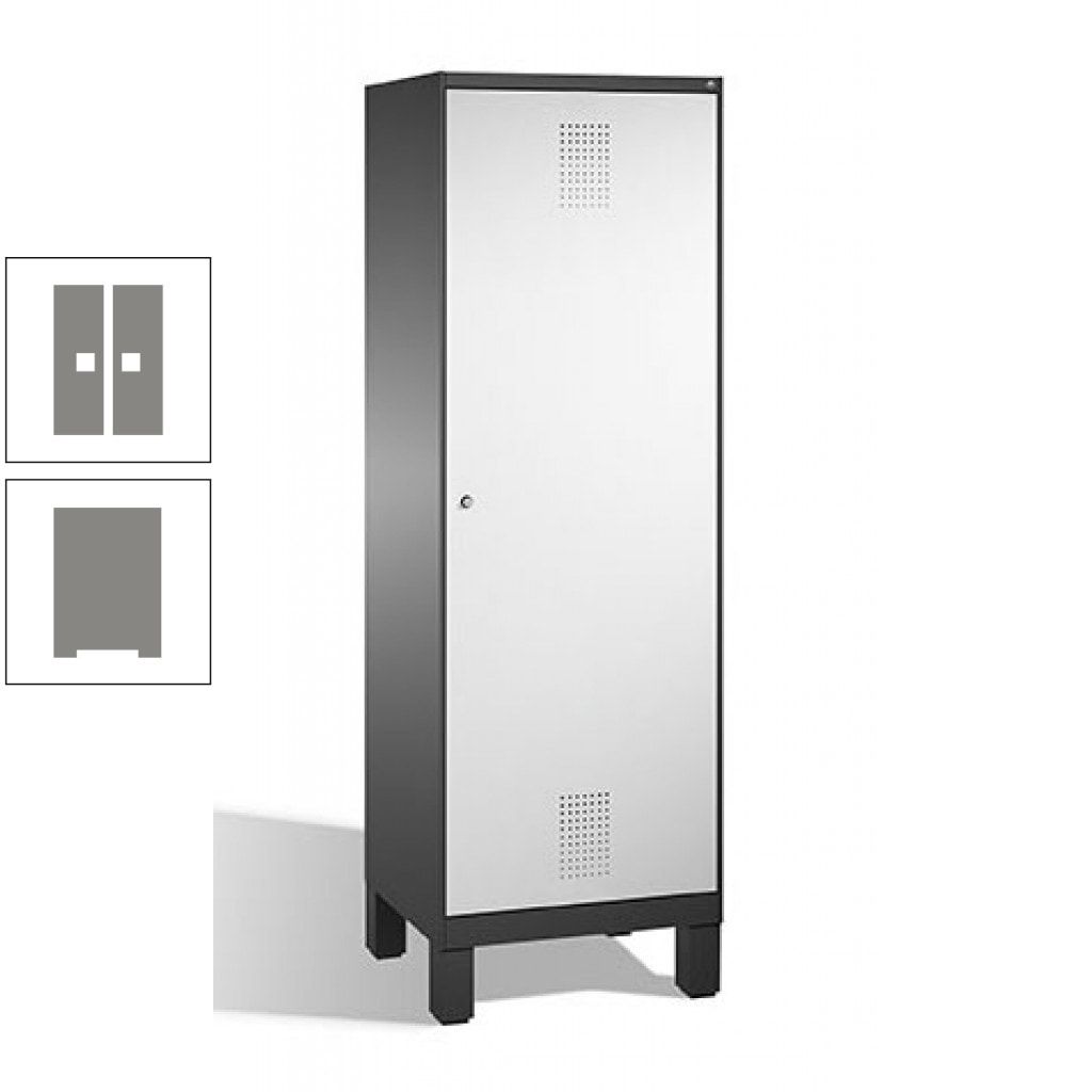 Doppel-Spind, Garderobenschrank, 1 Tür für 2 Abteile a 300 mm, Korpus anthrazitgrau, Türen anthrazitgrau, 1.850 x 600 x 500 mm (HxBxT)