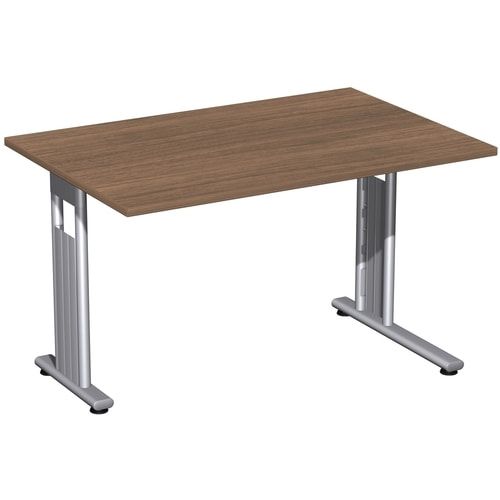 Schreibtisch mit einseitig verkürzt Füßen - C-Fuß Flex - Bürotisch - Konferenztisch - 720 x 1.200 x 800 mm (HxBxT) - Dekor Ahorn - Gestell silber