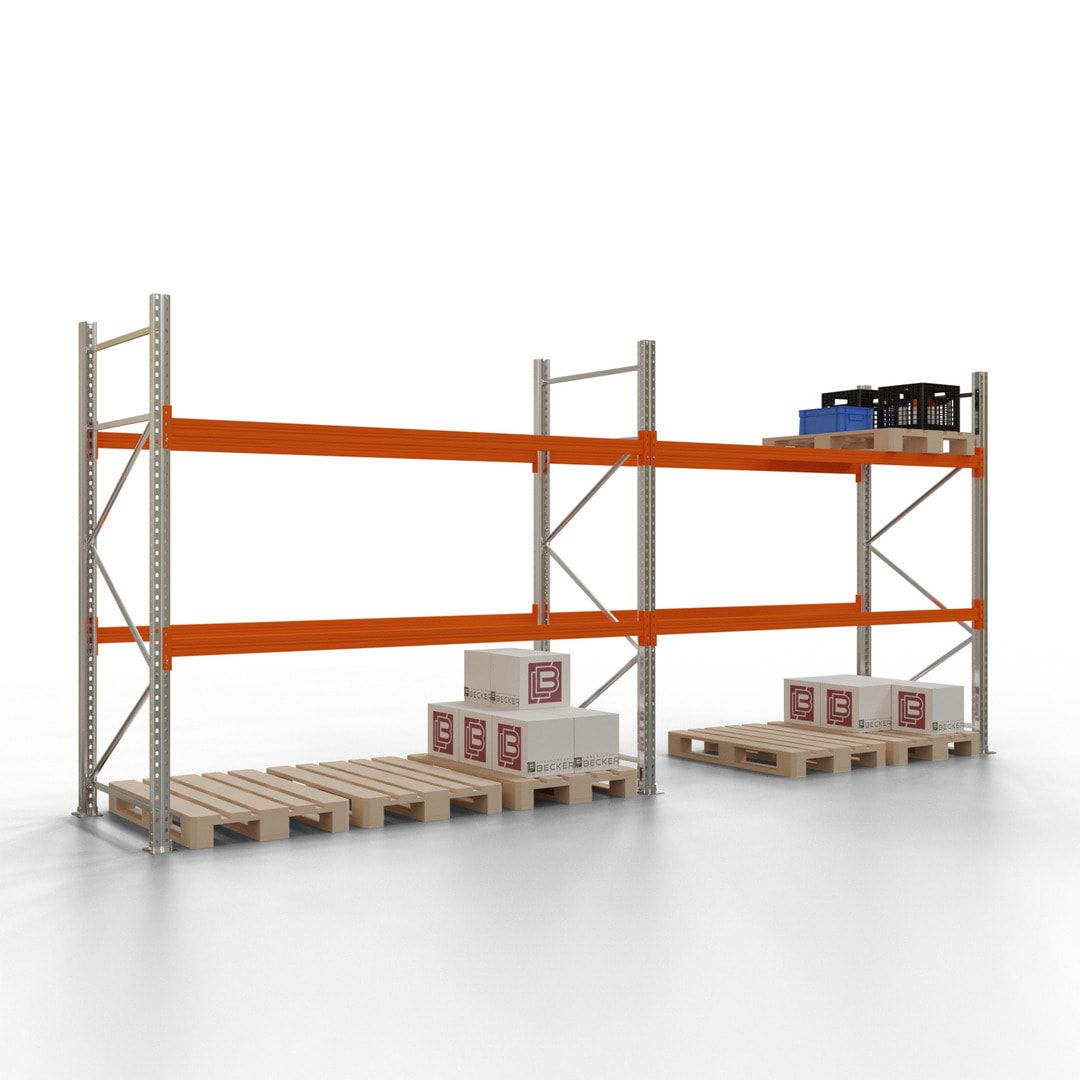 Palettenregal - 1,5 t - 2,5 x 5,7 x 1,1 m - 2 Felder - Schwerlastregal - VKfrei