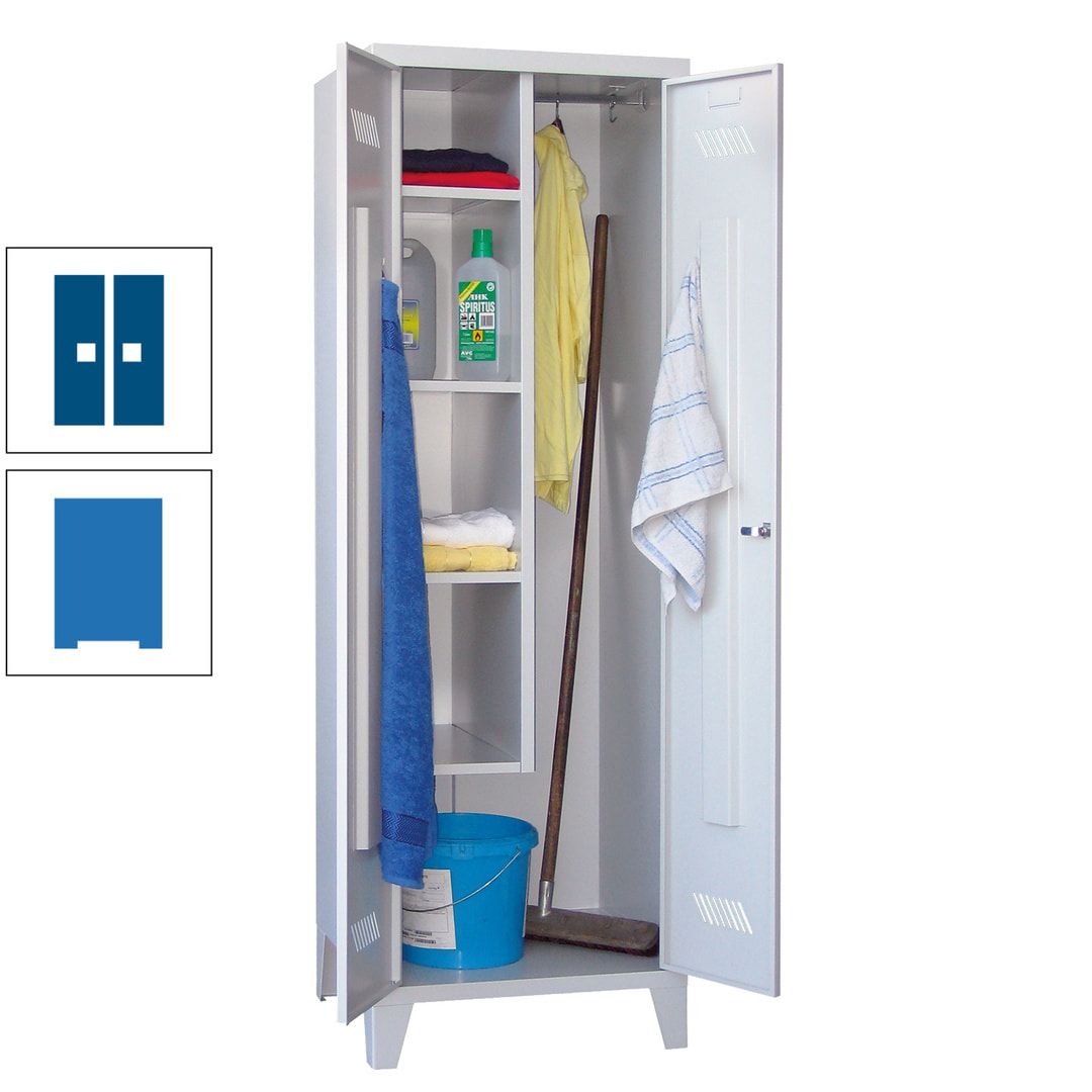 Putzschrank mit Füßen - 1 Abteil mit Trennwand - 1.850x600x500 mm (HxBxT) - Drehriegel - anthrazitgrau