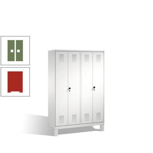 Doppel-Spind, Doppeltüren, Garderobenschrank mit Füßen, 4 Abteile a 300 mm, Korpus anthrazitgrau, Tür anthrazitgrau, 1.850 x 1.200 x 500 mm (HxBxT)