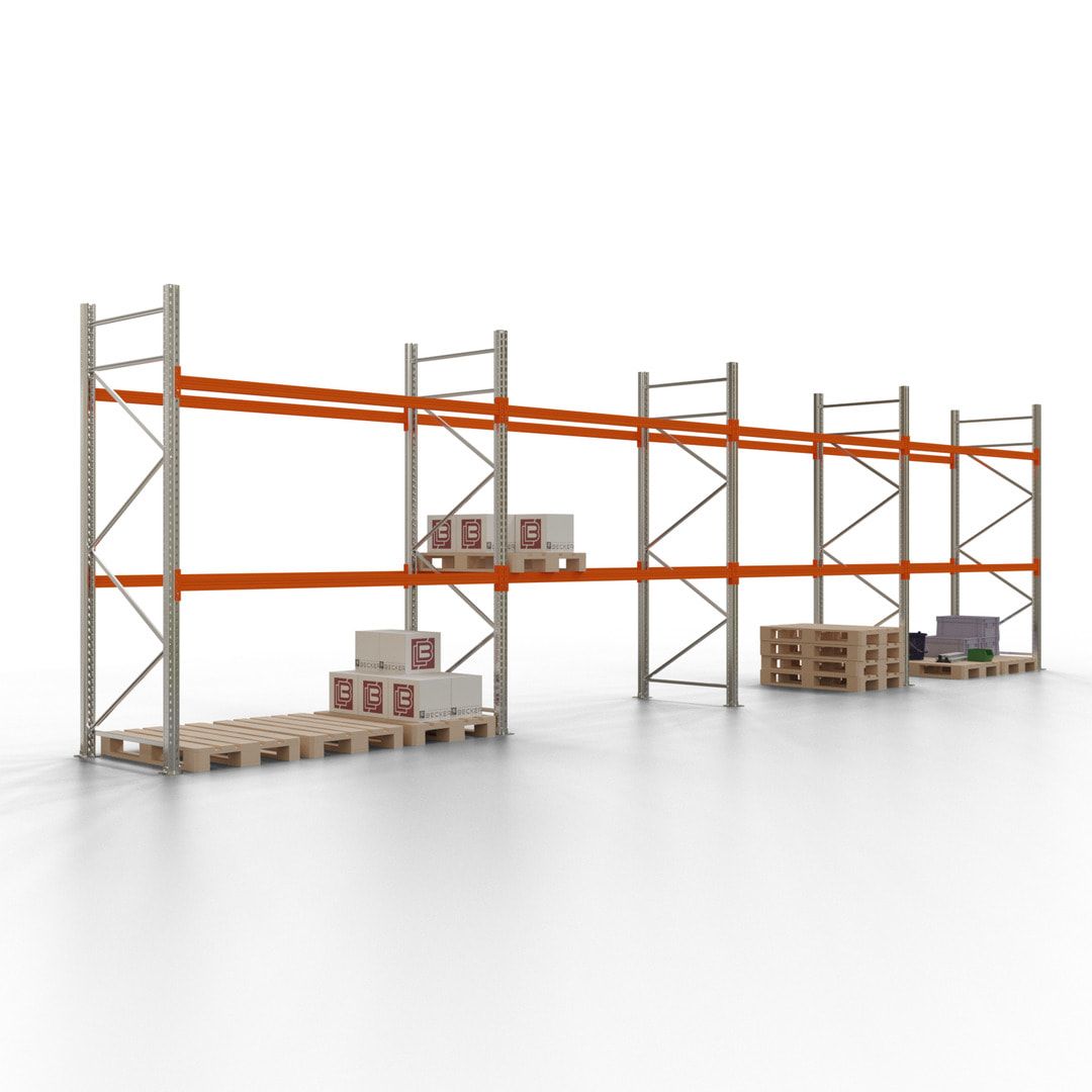 Palettenregal - 1,5 t - 2,0 x 11,3 x 1,1 m - 4 Felder - Schwerlastregal VKfrei