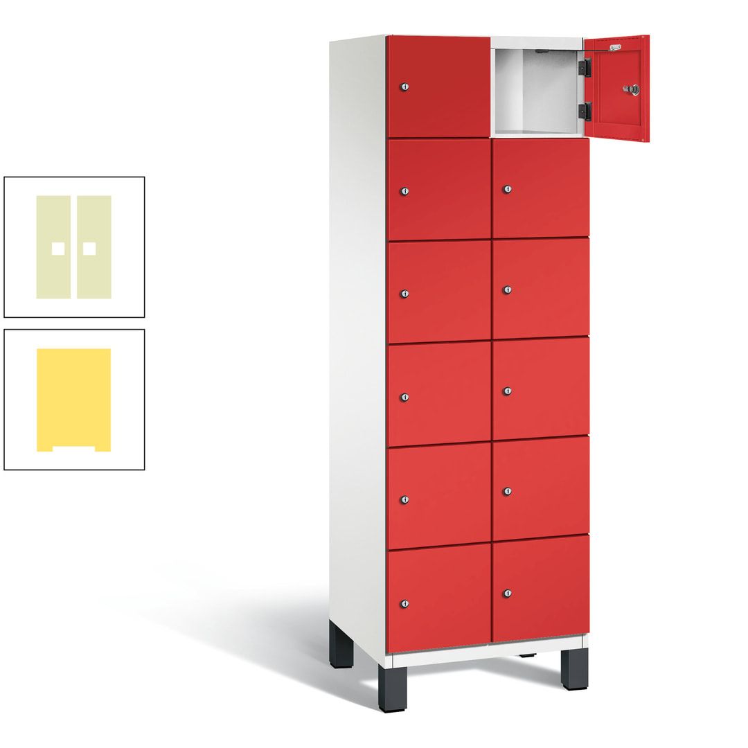 Fächerschrank, Stahlschrank, 12 Fächer, Türöffnungsbegrenzer, Füße, 1.980 x 600 x 525 mm (HxBxT), Korpus anthrazitgrau, Front anthrazitgrau