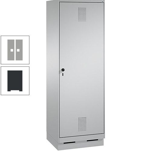 Doppel-Spind, Garderobenschrank, 1 Tür für 2 Abteile a 300 mm, Korpus anthrazitgrau, Türen anthrazitgrau, 1.800 x 600 x 500 mm (HxBxT)