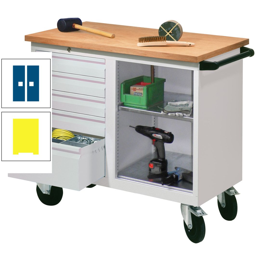 Mobile Werkbank - Werkstattwagen - 915 x 1.090 x 600 mm - 5 Schubladen und Ablagefach - anthrazitgrau