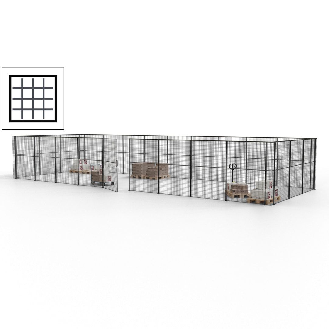 Maschinen Schutzgitter - Hallentrennwand - Sicherheitszaun - Tür - 36 m - 2.200 x 13.900 x 4.900 mm (HxBxT) - enzianblau