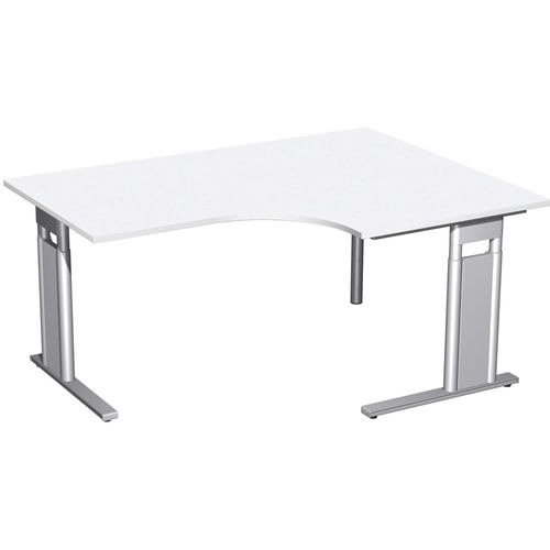 Eckschreibtisch, Eckteil 800 mm, rechts, Füße einseitig verkürzt, C-Fuß Pro, höhenverstellbar, 680-820 x 1.600 x 1.200 mm (HxBxT), Dekor Ahorn