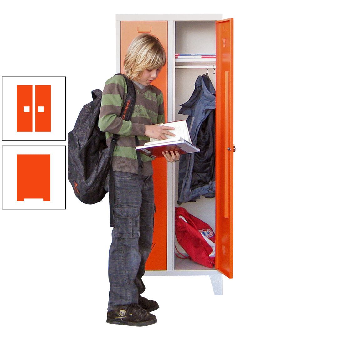 Spindschrank f. Schulen - mit Füßen - Höhe 1.600 mm - 3 Abteile a 300 mm - Drehriegel - anthrazitgrau