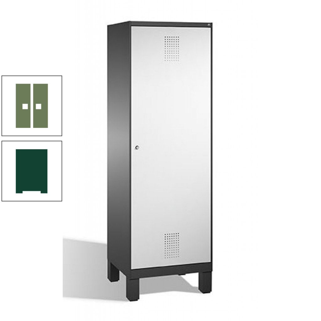 Doppel-Spind, Garderobenschrank, 1 Tür für 2 Abteile a 300 mm, Korpus anthrazitgrau, Türen anthrazitgrau, 1.850 x 600 x 500 mm (HxBxT)