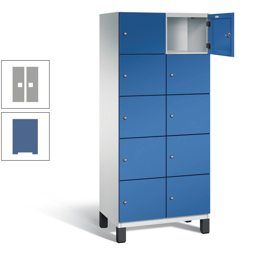 Fächerschrank, Stahlschrank, 10 Fächer, Türöffnungsbegrenzer, Füße, 1.980 x 800 x 525 mm (HxBxT), Korpus anthrazitgrau, Front anthrazitgrau