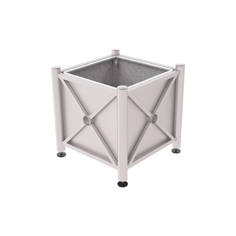 Pflanzbehälter, Stahlblech feuerverzinkt, verstellbare Füße, Innenfach feuerverzinkt, Kopf Agora, 750 x 800 x 800 mm (HxBxT), enzianblau