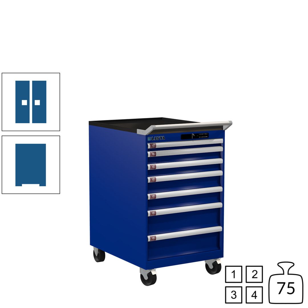 Lista Schubladenschrank - 14.372.010 - 990 x 564 x 725 mm (HxBxT) - 7 Schubladen - 75 kg - Key Lock - lichtblau (RAL 5012)