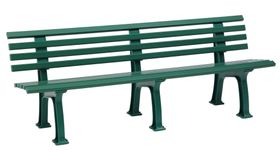 Parkbank, Gartenbank, 4-Sitzer, Kunststoff Sitzleisten, mit Rückenlehne, 740 x 2.000 x 540 mm (HxBxT), Farbe grün
