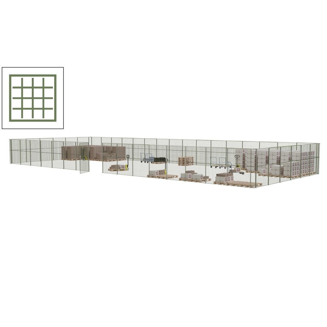 Maschinen Schutzgitter - Hallentrennwand - Sicherheitszaun - Tür - 66 m - 2.200 x 24.400 x 9.400 mm (HxBxT) - enzianblau