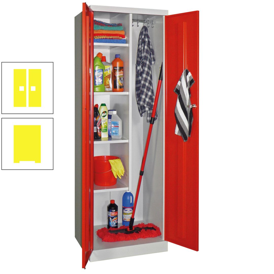 Putzschrank mit Sockel - 1 Abteil mit Trennwand - 1.800x600x500 mm (HxBxT) - Zylinderschloss - anthrazitgrau