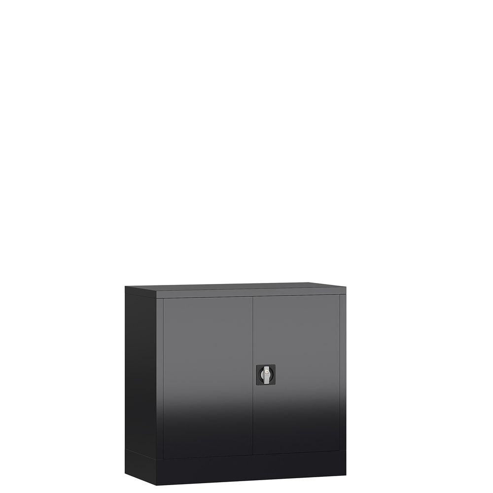Aktenschrank, Büroschrank, abschließbar, Flügeltüren, 1 Fachboden, 750 x 800 x 380 mm (HxBxT), Stahl, Korpus und Türen lichtgrau