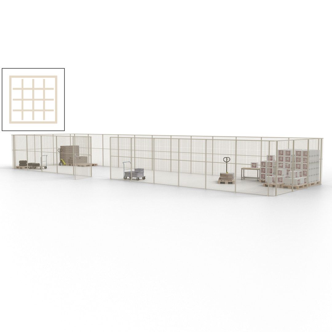 Maschinen Schutzgitter - Hallentrennwand - Sicherheitszaun - Tür - 45 m - 2.200 x 18.400 x 4.900 mm (HxBxT) - enzianblau