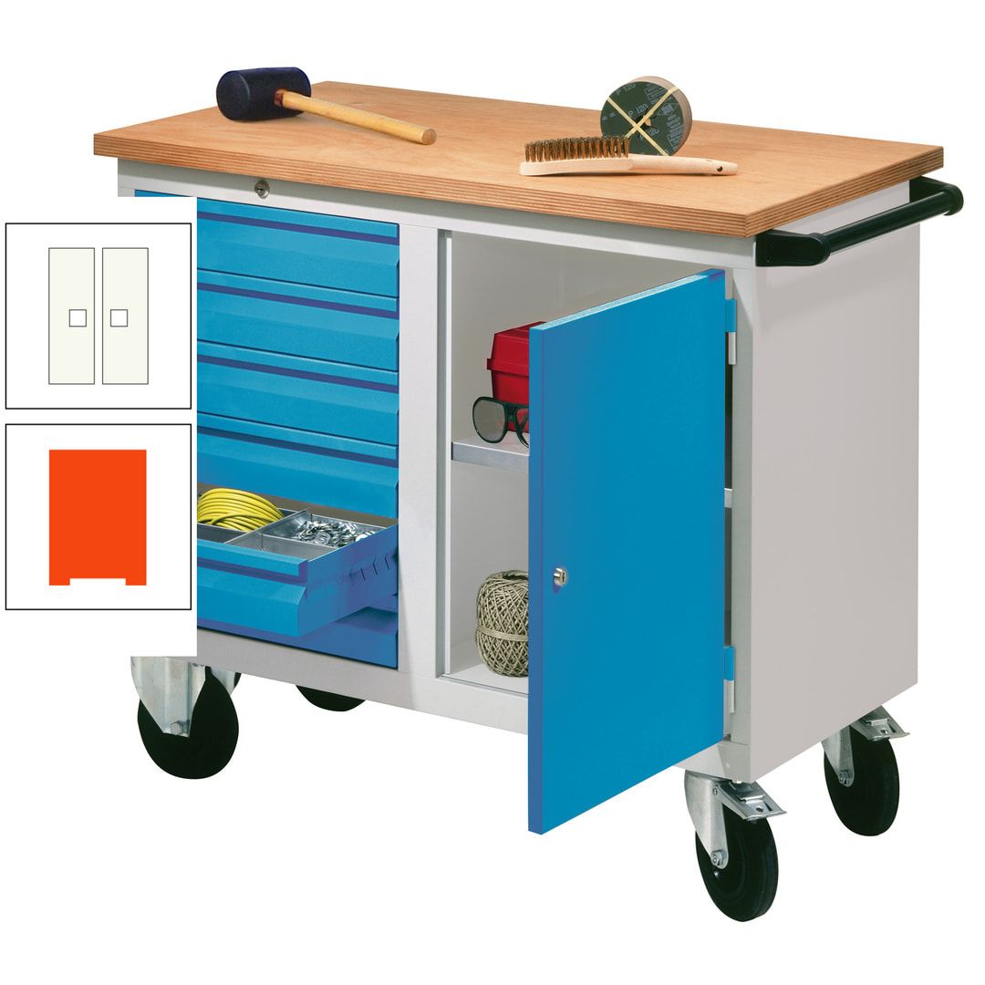 Mobile Werkbank - Werkstattwagen - 915 x 1.090 x 600 mm - 6 Schubladen und Schrankfach - anthrazitgrau