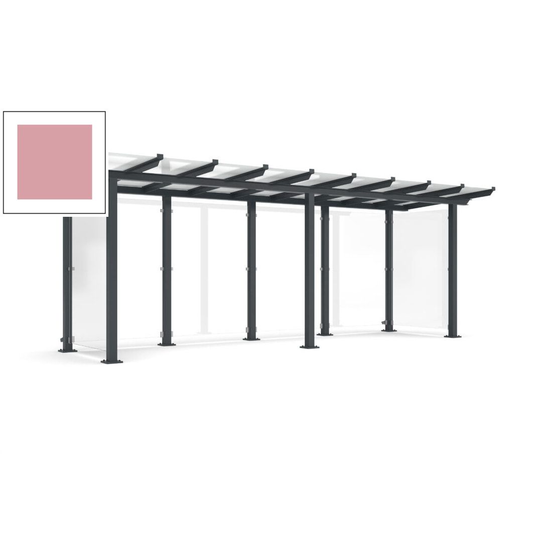 Unterstand mit Pultdach und Sicherheitsglas - feuerverzinkt und farbbeschichtet - 2.435 x 6.850 x 2.090 (HxBxT) - Farbe Achatgrau