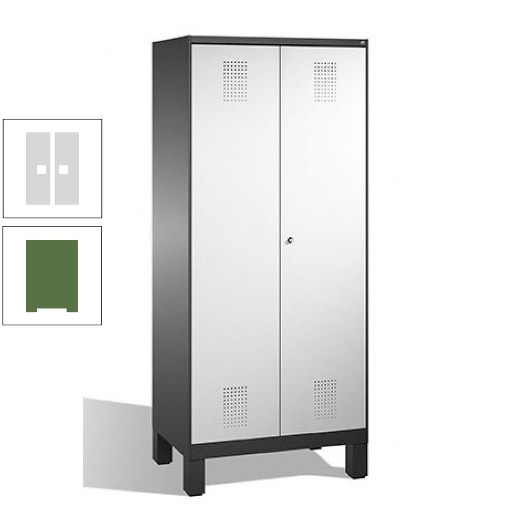 Mehrzweckschrank, Doppeltüren, auf Füßen, 2 Abteile a 400 mm, Korpus anthrazitgrau, Tür anthrazitgrau, 1.850 x 800 x 500 mm (HxBxT)