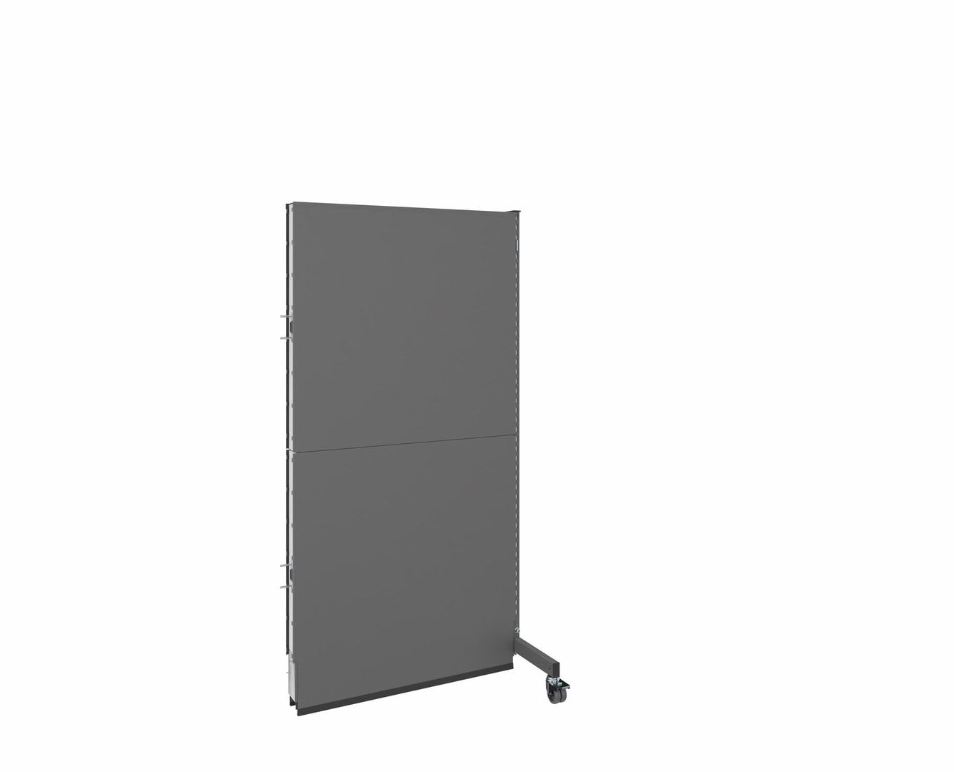 OTTOKIND Mobile Akustikwand, Anbaufeld, 2.000 x 1.015 x 740 mm (HxBxT), Front Glattblech, Rückseite Lochblech, Rollen, Brandschutzklasse B1, Staubgrau