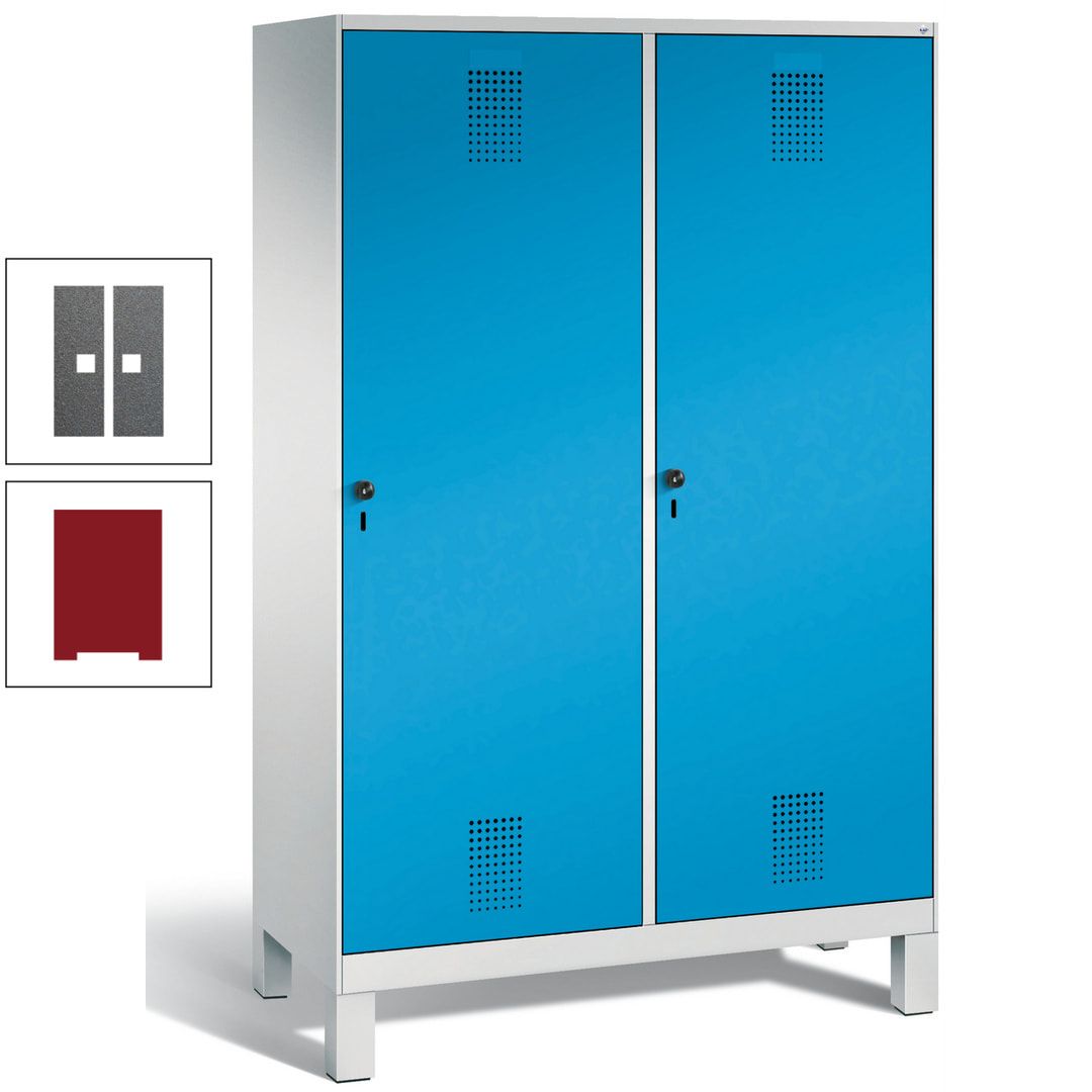 Doppel-Spind, Garderobenschrank, 2 Türen für 4 Abteile a 300 mm, Korpus anthrazitgrau, Türen anthrazitgrau, 1.850 x 1.200 x 500 mm (HxBxT)