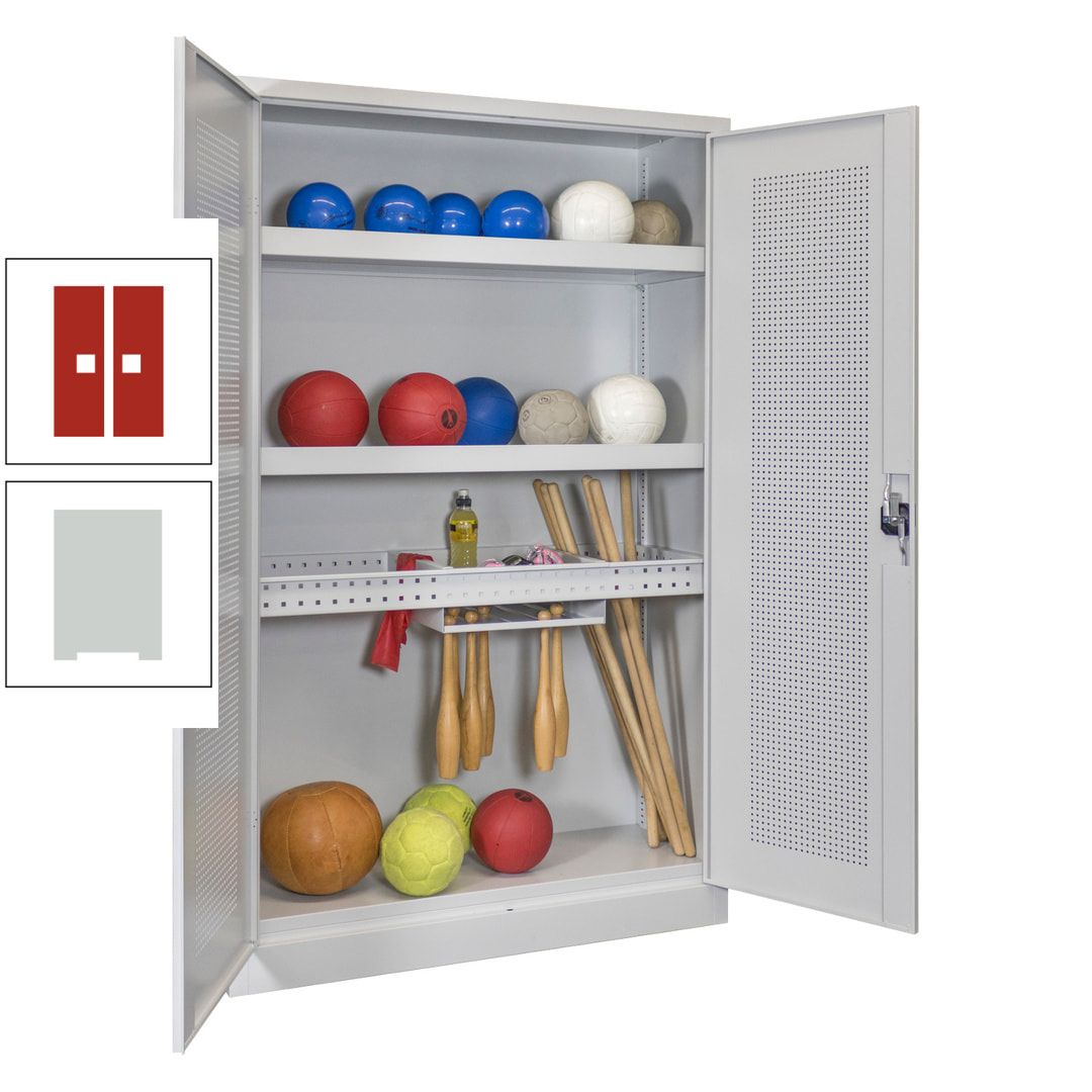 Sportschrank - Lochfeldtüren - Variante 2 - 1.950x1.200x500 mm (HxBxT) - anthrazitgrau