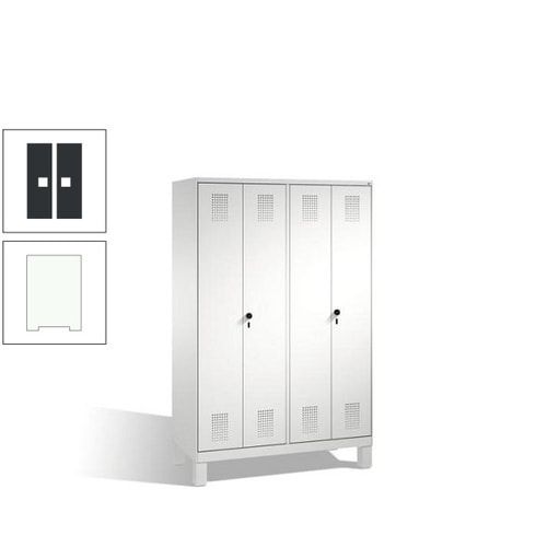Doppel-Spind, Doppeltüren, Garderobenschrank mit Füßen, 4 Abteile a 300 mm, Korpus anthrazitgrau, Tür anthrazitgrau, 1.850 x 1.200 x 500 mm (HxBxT)
