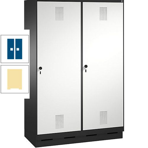 Doppel-Spind, Garderobenschrank, 2 Türen für 4 Abteile a 300 mm, Korpus anthrazitgrau, Türen anthrazitgrau, 1.800 x 1.200 x 500 mm (HxBxT)