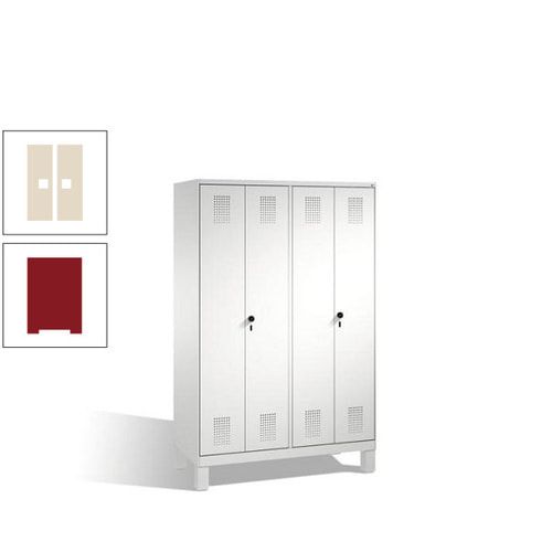 Doppel-Spind, Doppeltüren, Garderobenschrank mit Füßen, 4 Abteile a 300 mm, Korpus anthrazitgrau, Tür anthrazitgrau, 1.850 x 1.200 x 500 mm (HxBxT)