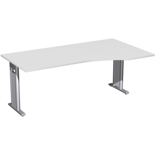 Eckschreibtisch, Ecke rechts, Füße einseitig verkürzt, C-Fuß Pro, 720 x 1.600 x 1.000 mm (HxBxT), Gestell silber, Dekor Ahorn