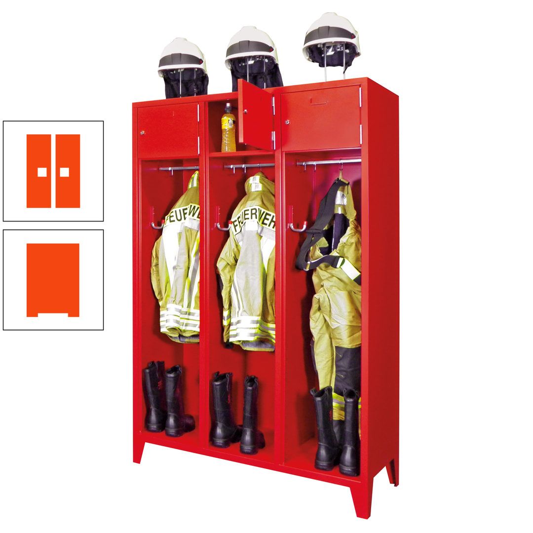 Feuerwehrschrank - 2 Abteile - Ablagefach mit Tür, Etikettenrahmen - 2.100 x 830 x 500 mm (HxBxT) - anthrazitgrau