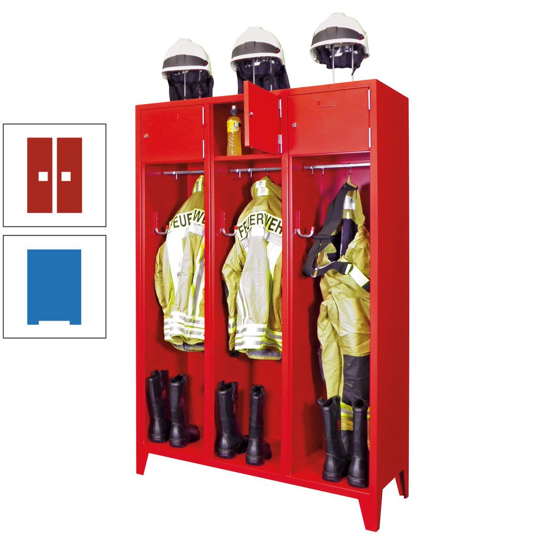 Feuerwehrschrank - 2 Abteile - Ablagefach mit Tür, Etikettenrahmen - 2.100 x 830 x 500 mm (HxBxT) - anthrazitgrau