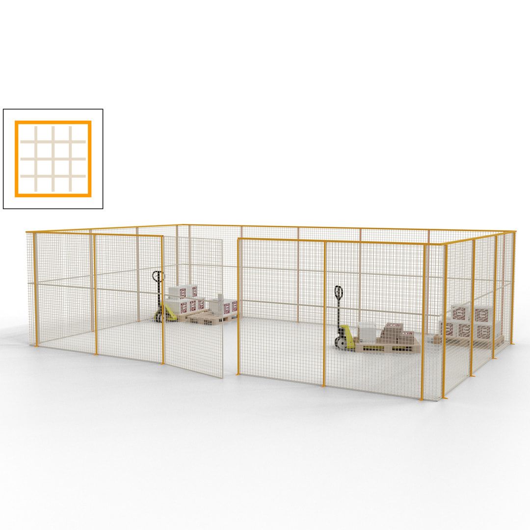 Maschinen Schutzgitter - Hallentrennwand - Sicherheitszaun - Tür - 22 m - 2.200 x 7.900 x 4.900 mm (HxBxT) - enzianblau